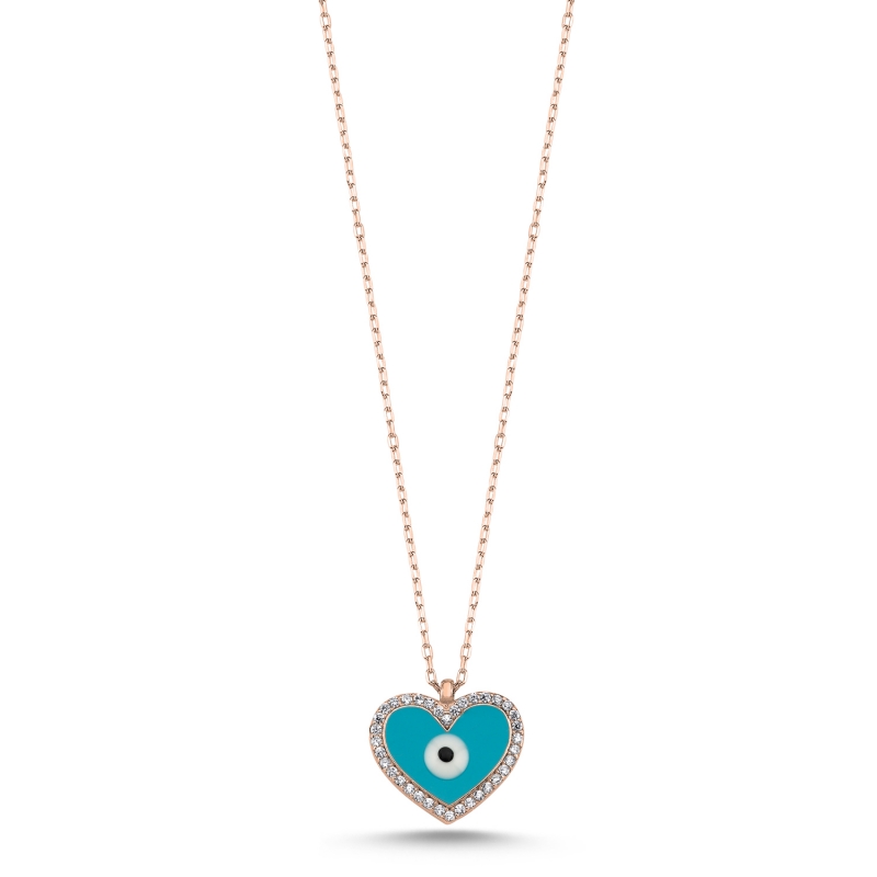 Heart Enamel Evil Eye & CZ Necklace - N104014