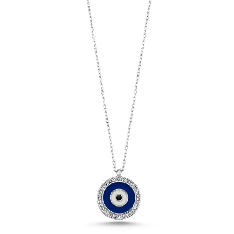 Enamel Evil Eye & CZ Necklace - N104017