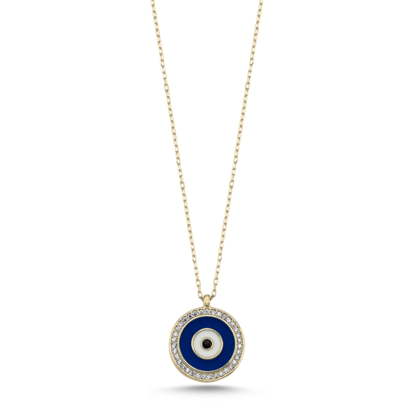 Enamel Evil Eye & CZ Necklace - N104017