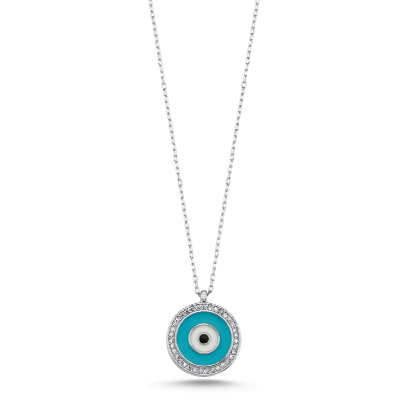 Enamel Evil Eye & CZ Necklace - N104018