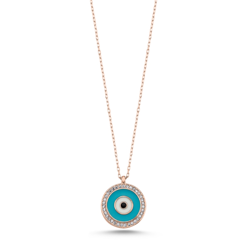 Enamel Evil Eye & CZ Necklace - N104018