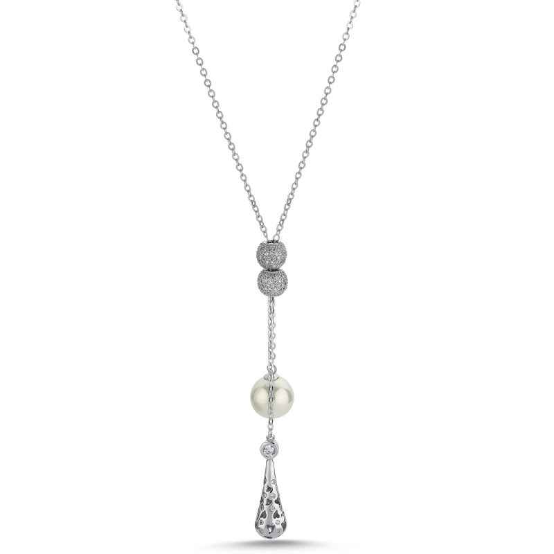 Pearl & CZ Necklace - N104135