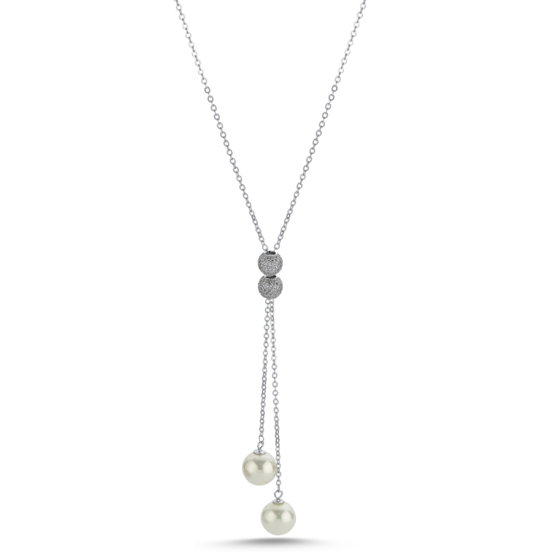 Pearl & CZ Necklace - N104136