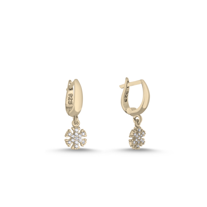 Snowflake CZ Huggie Hoop Earrings - E104153