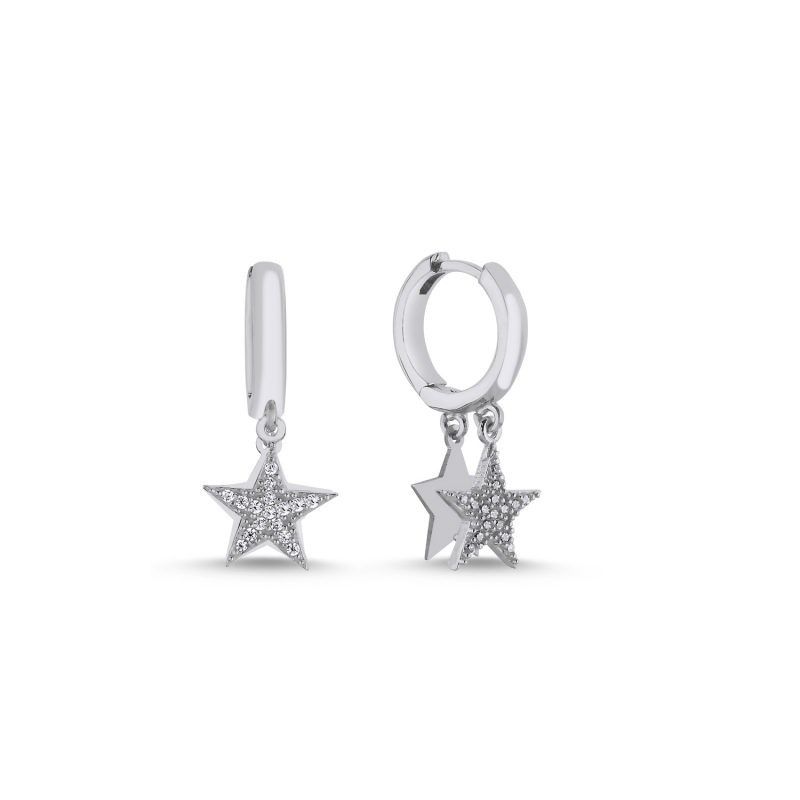 Star CZ Huggie Hoop Earrings - E104155