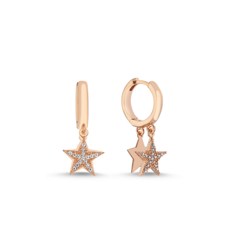 Star CZ Huggie Hoop Earrings - E104155
