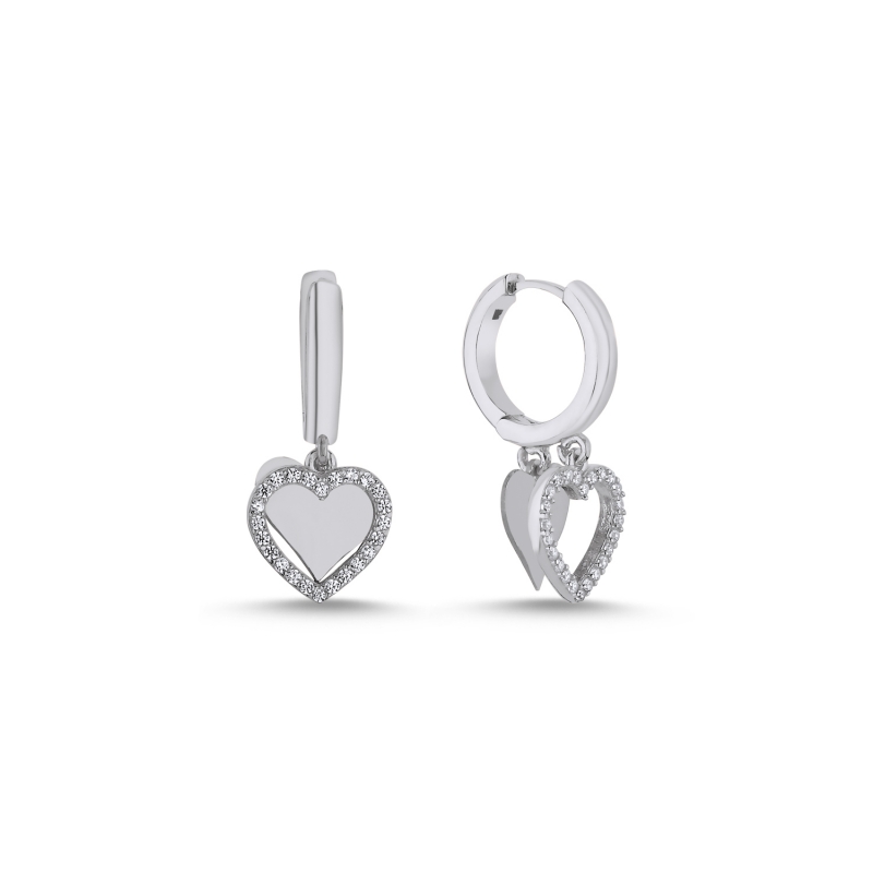 Heart CZ Huggie Hoop Earrings - E104156