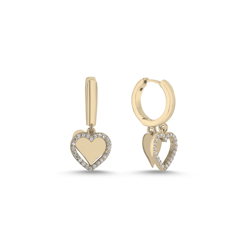 Heart CZ Huggie Hoop Earrings - E104156