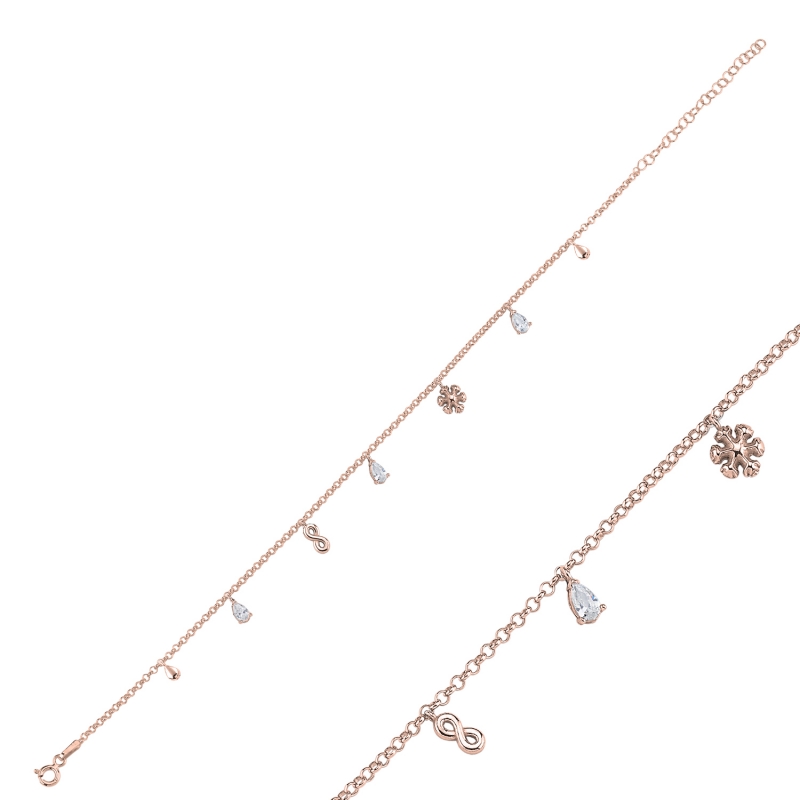 Dangle Rolo Chain Charm Anklet - ANK104248