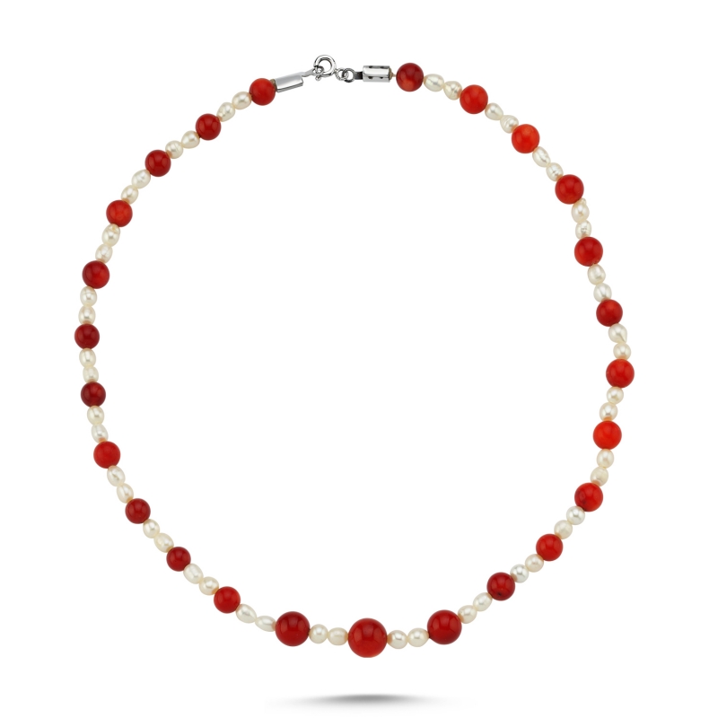 Genuine Pearl & Coral Necklace - N104267