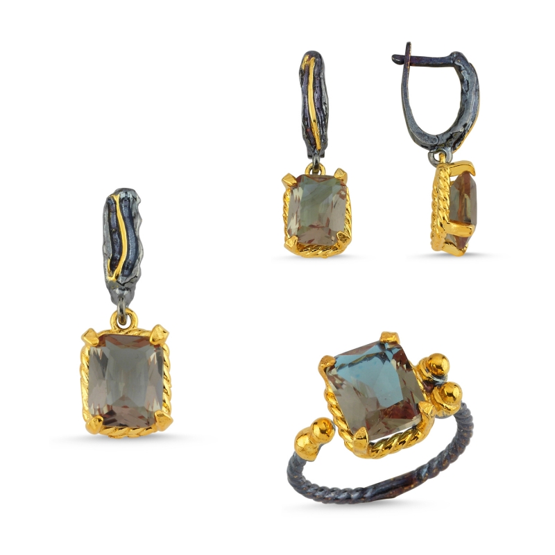 Zultanite Set with Black Rhodium - S104303