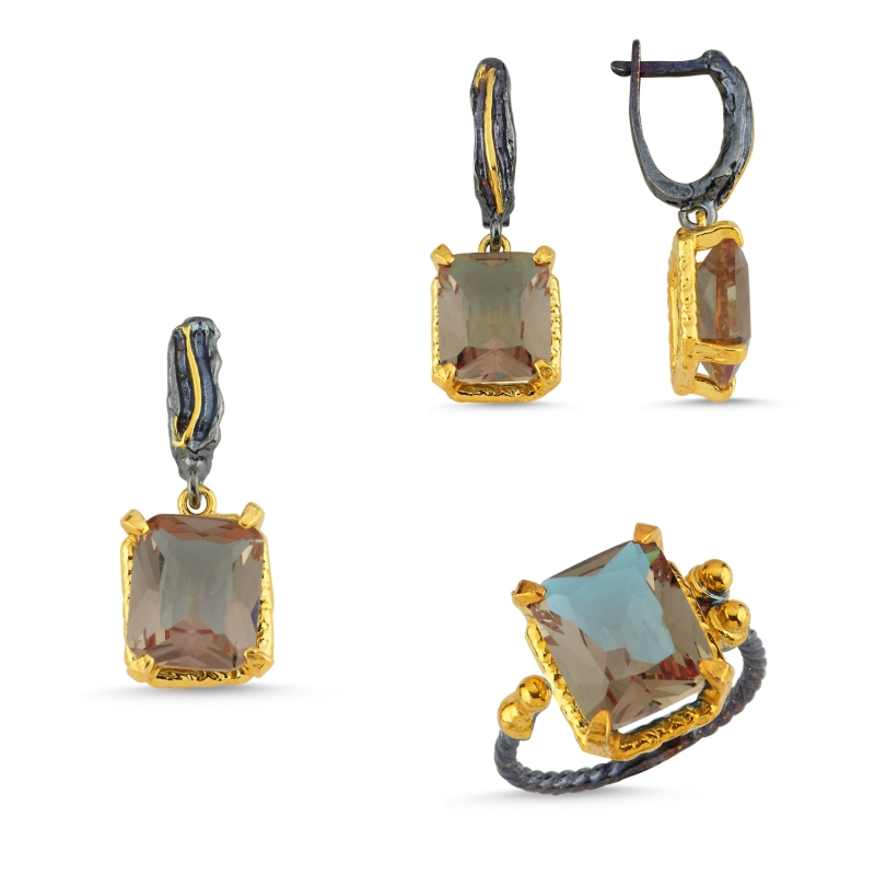 Sultanit Taşlı Siyah Rodajlı Set - S104304