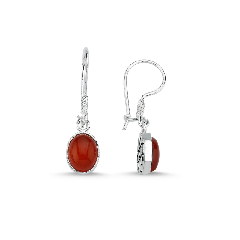 Red Agate & Arabic Abjad Numerology Double Sided Dangle Earrings - E104308