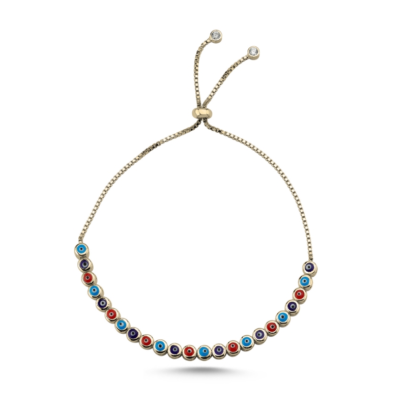 Multicolor Enamel Evil Eye Adjustable Sliding Bracelet - B104314