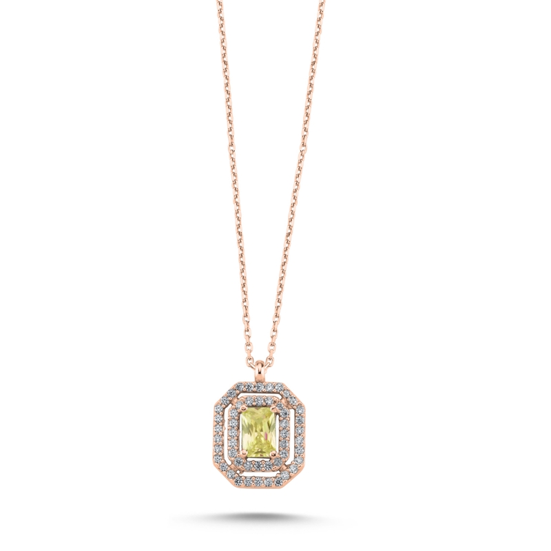 CZ Halo Necklace - N104356