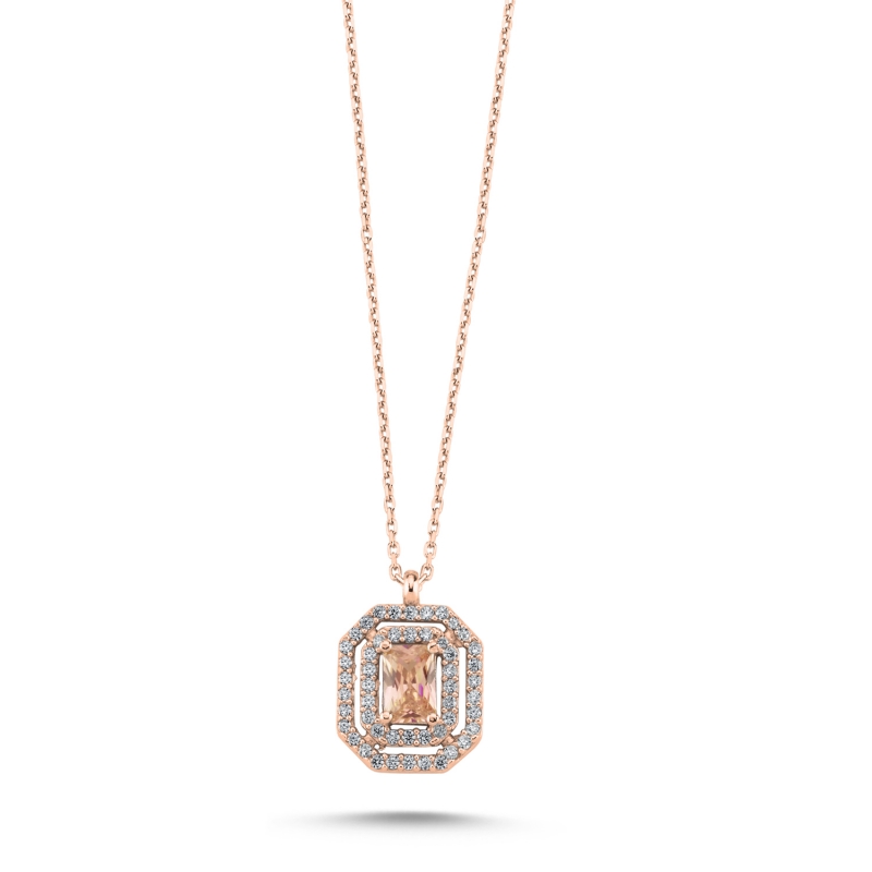 CZ Halo Necklace - N104357