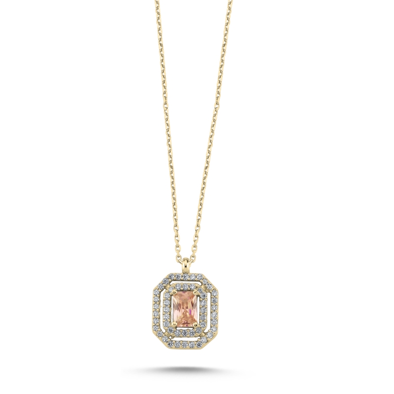 CZ Halo Necklace - N104357