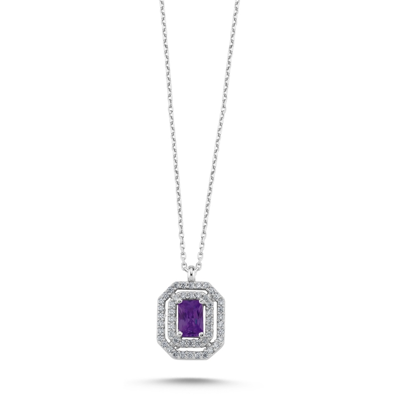 CZ Halo Necklace - N104359