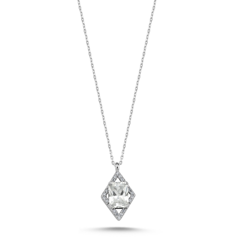 CZ Halo Necklace - N104361