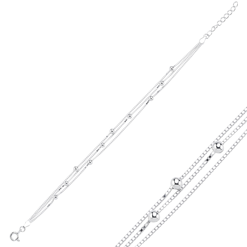 Three Row & Ball Bracelet - B104384
