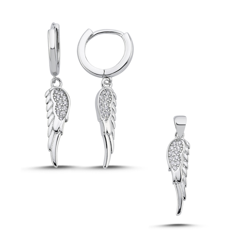 Angel Wing & CZ Set - S104483