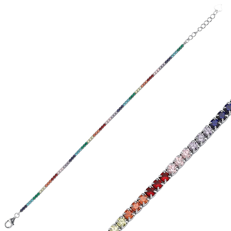 1.75mm Colorful Square CZ Tennis Bracelet - B104535