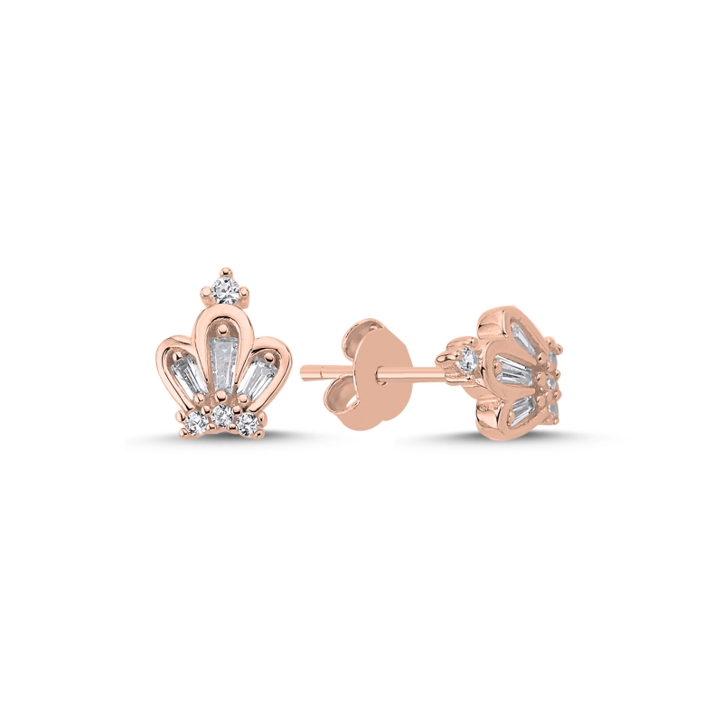 Crown Baguette CZ Stud Earrings - E104633