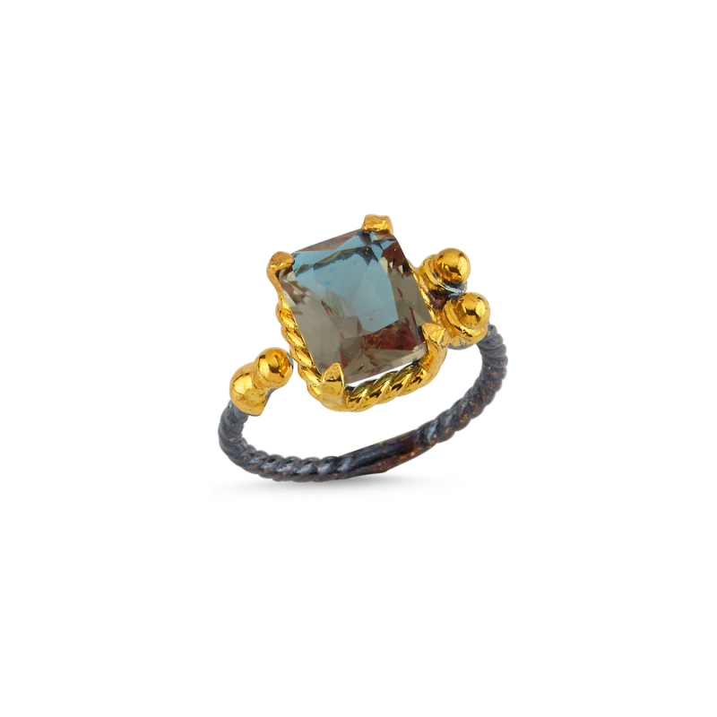 Zultanite Adjustable Size Ring With Black Rhodium - R104650