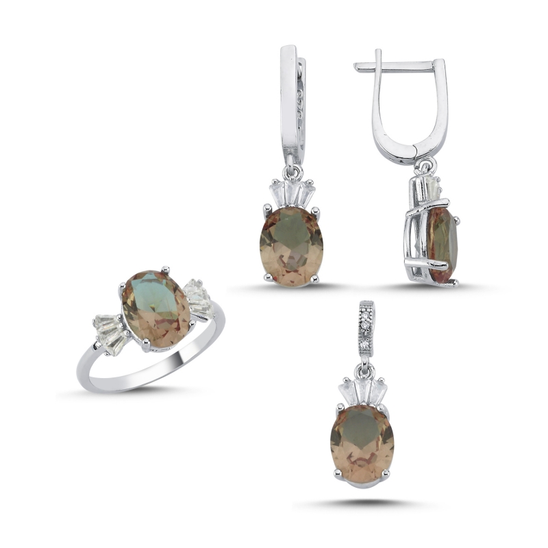 Zultanite Oval & Baguette CZ Set - S105239