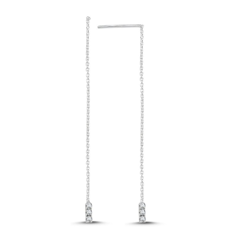 Dangle CZ Threader Earrings - E105314