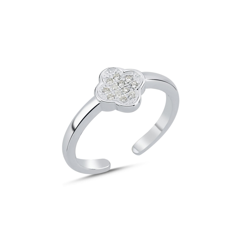 Child Ring- Knuckle Ring CZ Quatrefoil Adjustable Size Ring - R105337