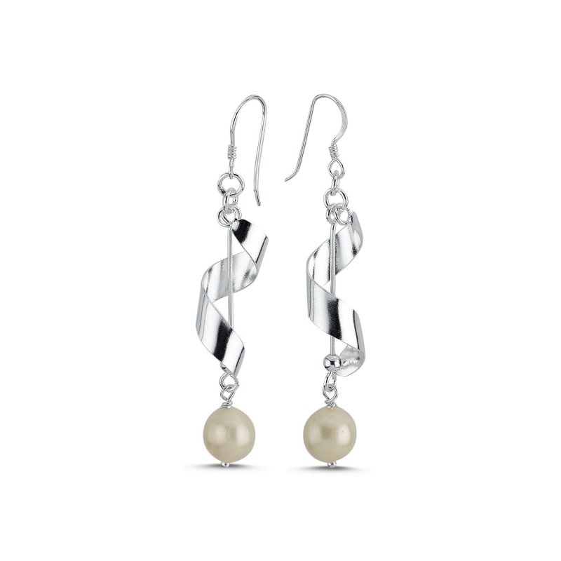 Real Pearl Dangle Fish Hook Earrings - E105368