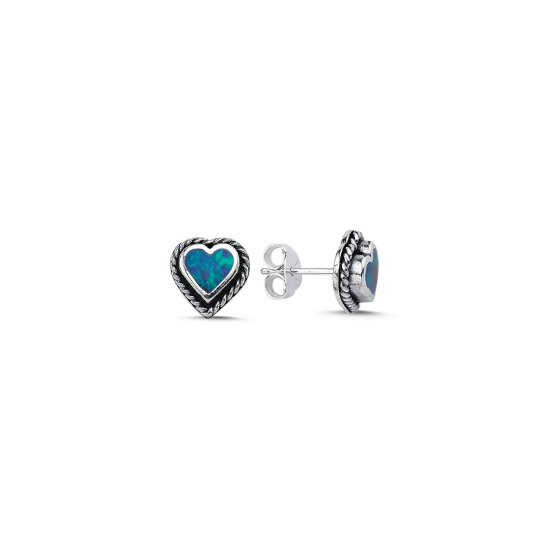 Heart Opal Stud Earrings - E105436