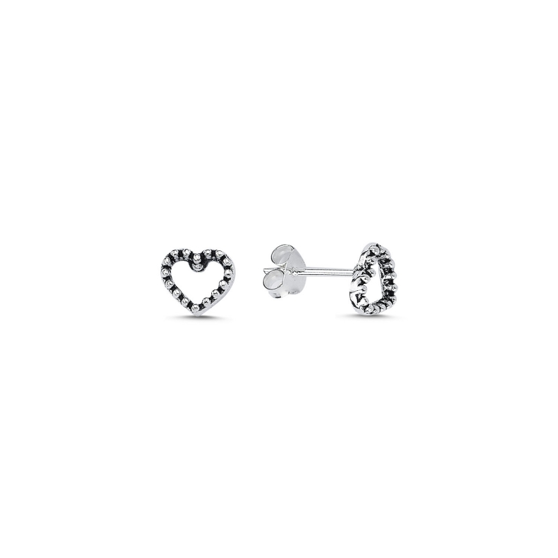 Heart Oxidised Stud Earrings - E105465