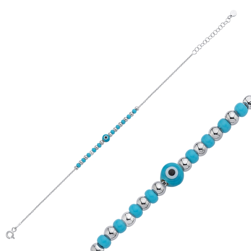 Turquoise Evil Eye & Miyuki Beads Anklet - ANK105496