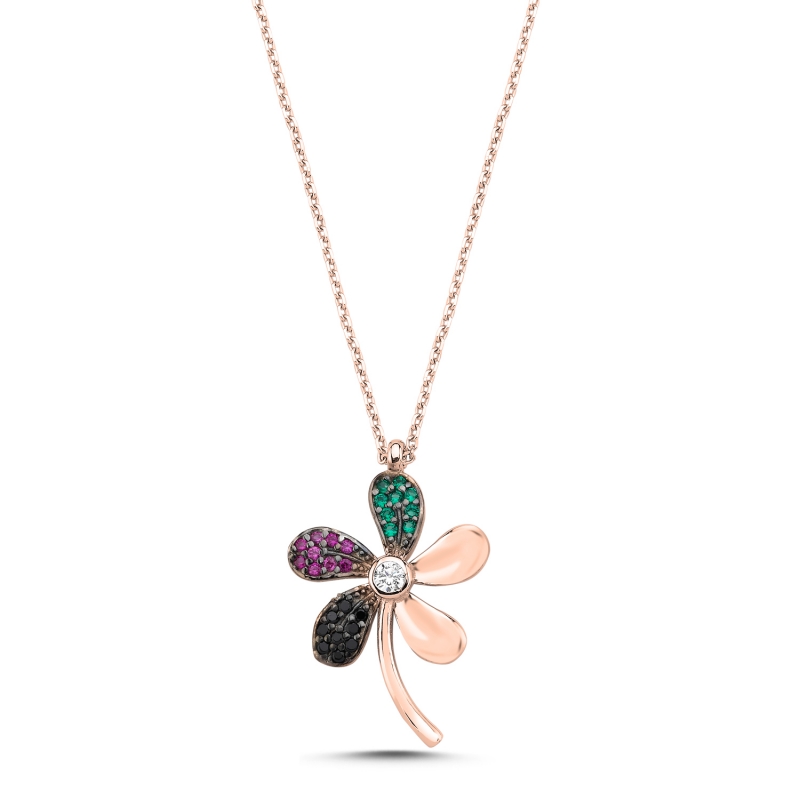 Daisy Colored CZ Necklace - N105504