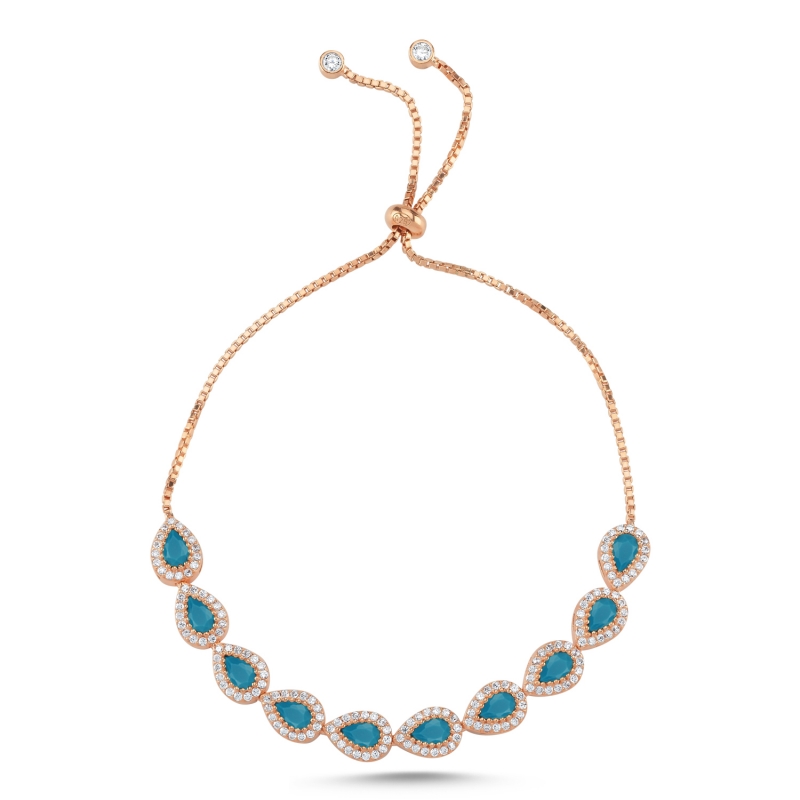 Teardrop Nano Turquoise Adjustable Sliding Bracelet - B105537