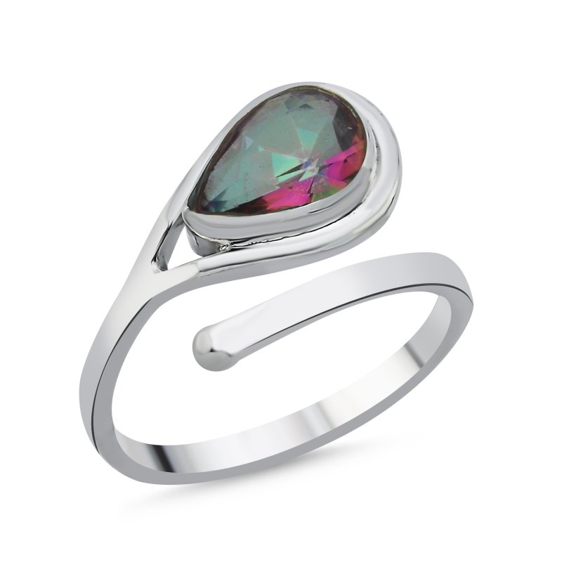 Mystic Topaz CZ & Adjustable Ethnic Ring - R105633