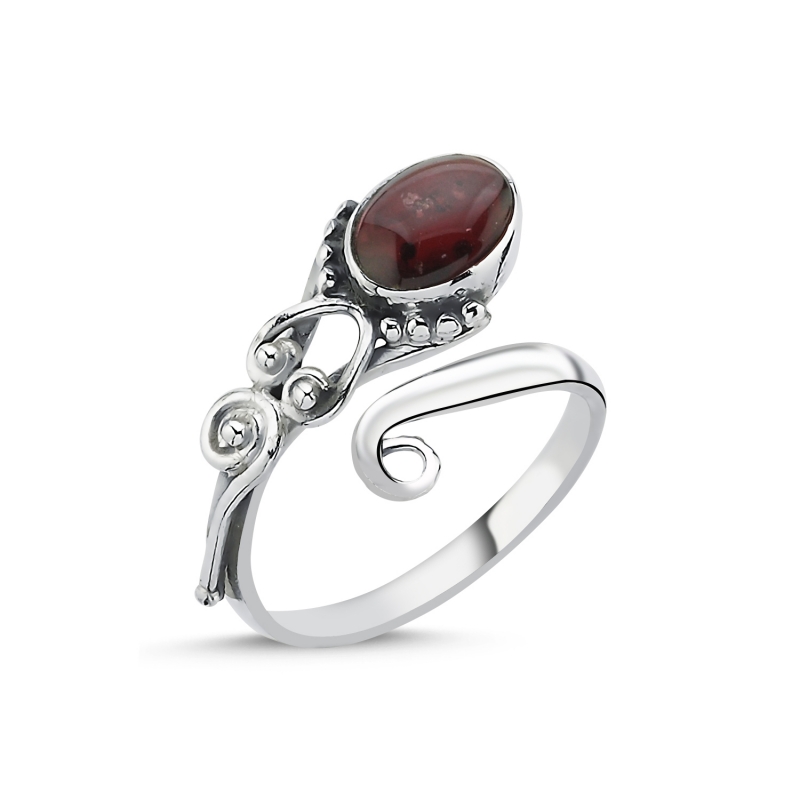 Cabachon Ruby & Adjustable Ethnic Oxidised Ring - R105639