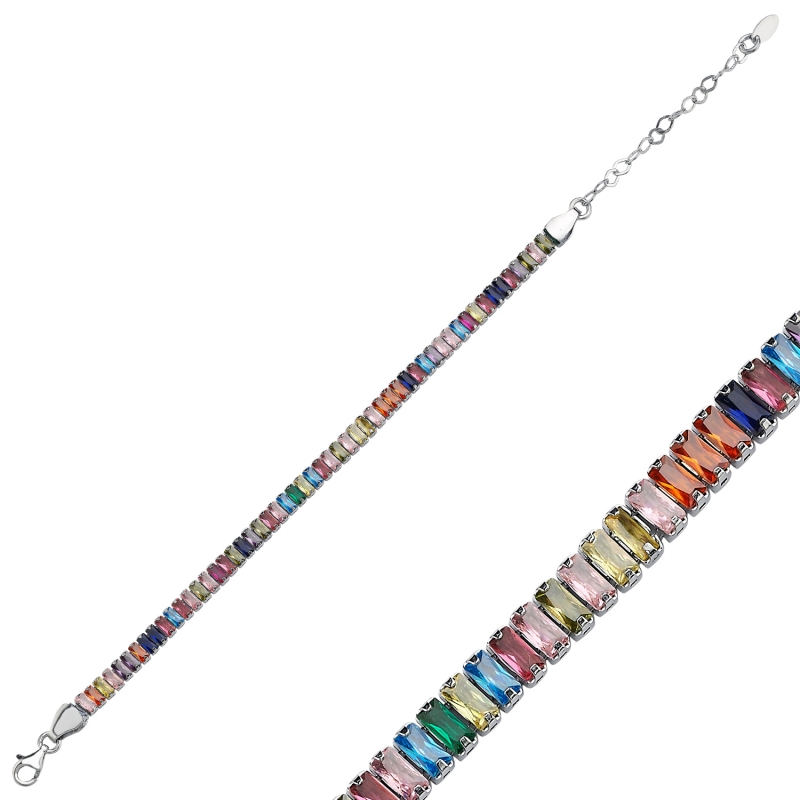 Renkli Baget Zirkon Taşlı Suyolu Bileklik - B105874