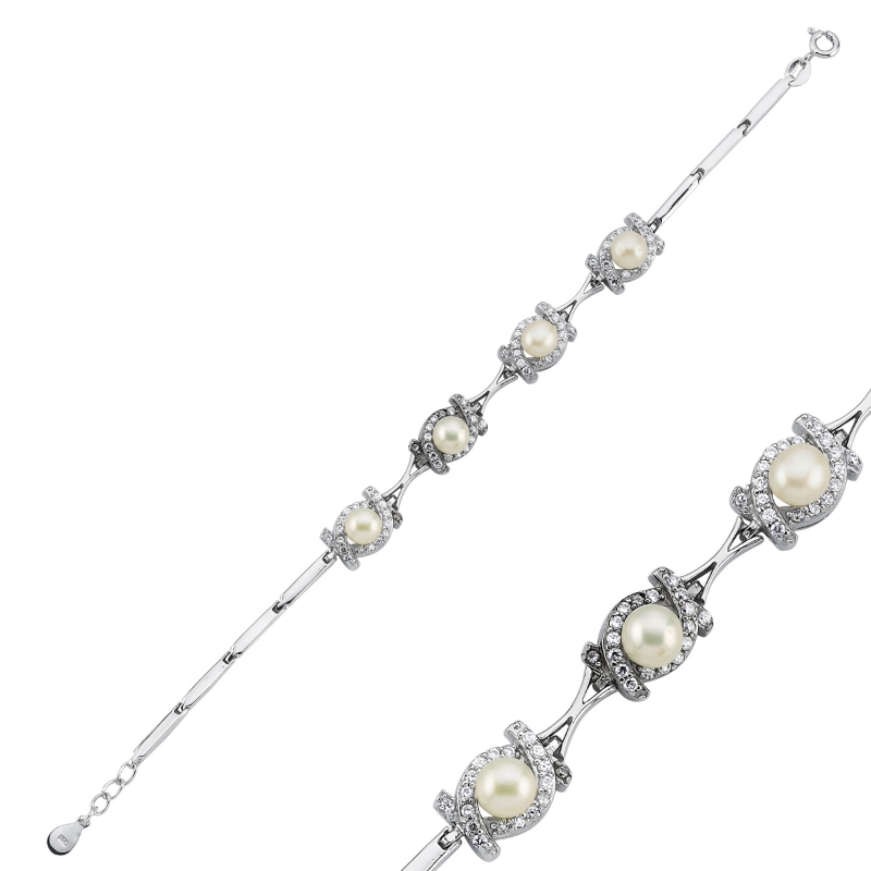 Real Pearl & CZ Bracelet - B105920