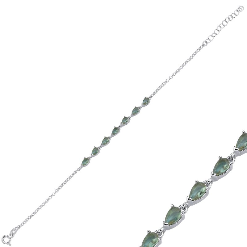 Zultanite Teardrop & CZ Rolo Chain Bracelet - B105930
