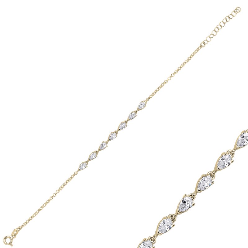 CZ Teardrop & Rolo Chain Bracelet - B105931