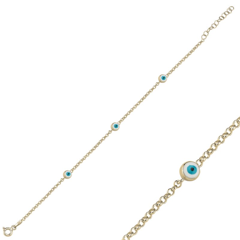 Evil Eye White Enamel Bracelet - B105943