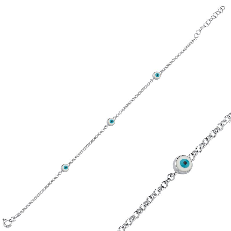 Evil Eye White Enamel Bracelet - B105943