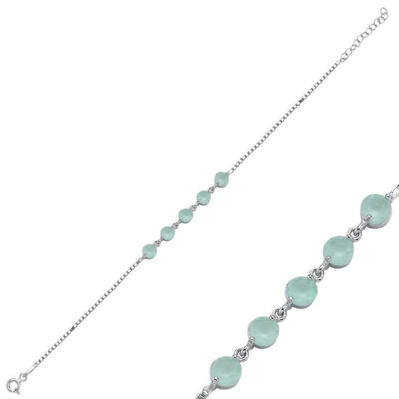 Green CZ & Box Chain Bracelet - B105960