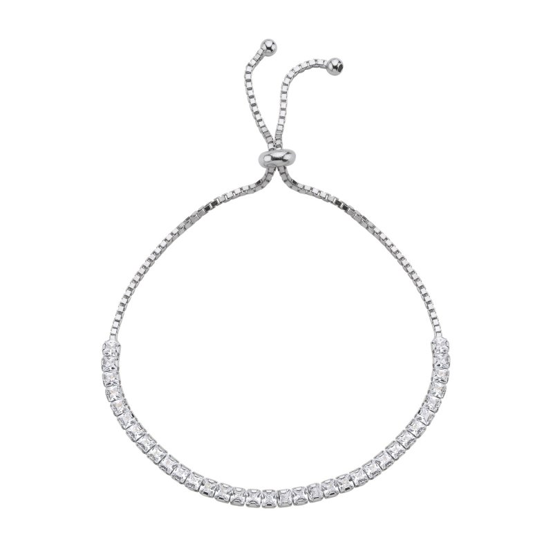 2.5mm Square CZ & Tennis Adjustable Sliding Bracelet - B106066