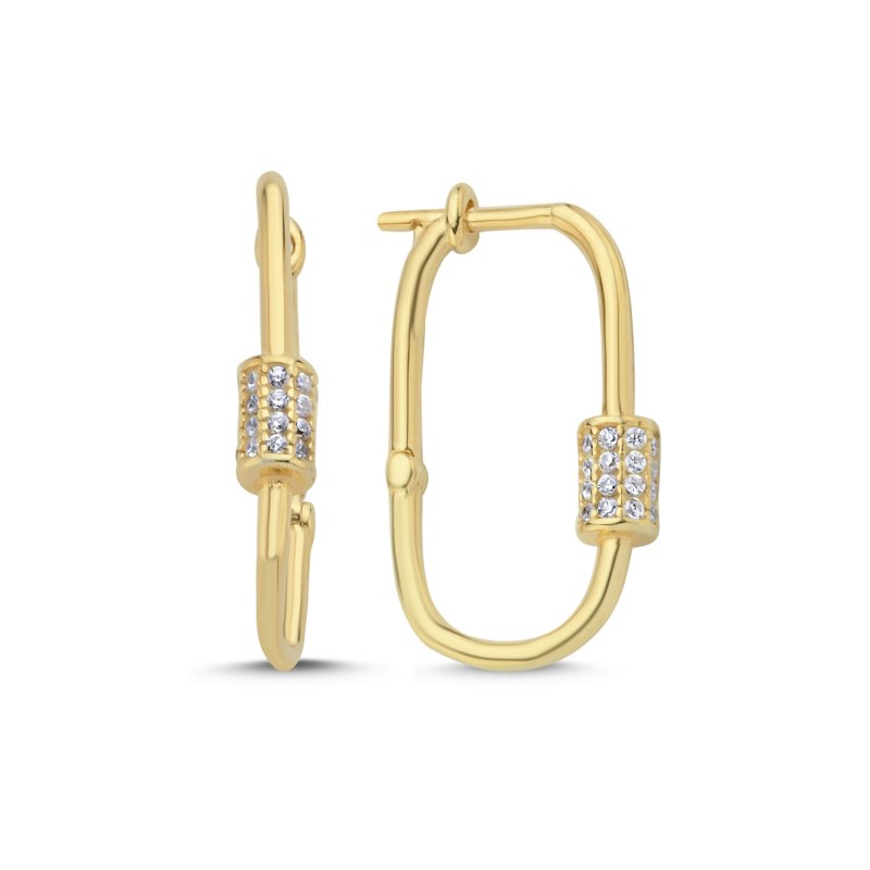 Paperclip & CZ Hoop Earrings - E106108