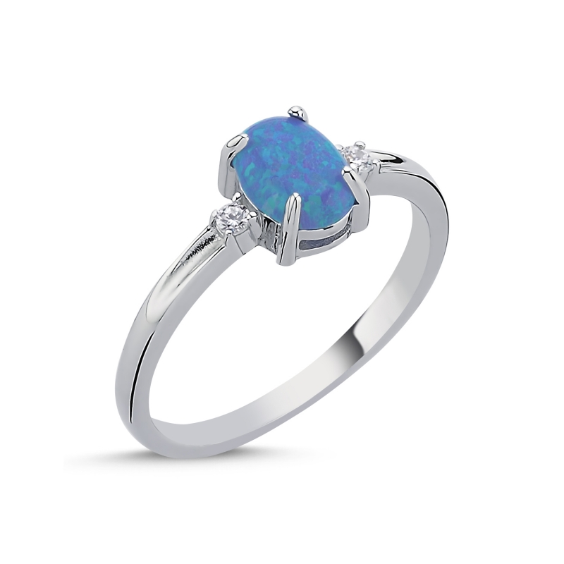 Opal & CZ Solitaire Ring - R106130