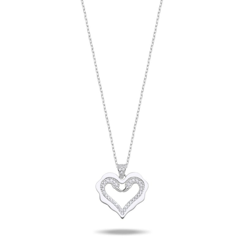 Heart & Swan CZ Necklace - N106171